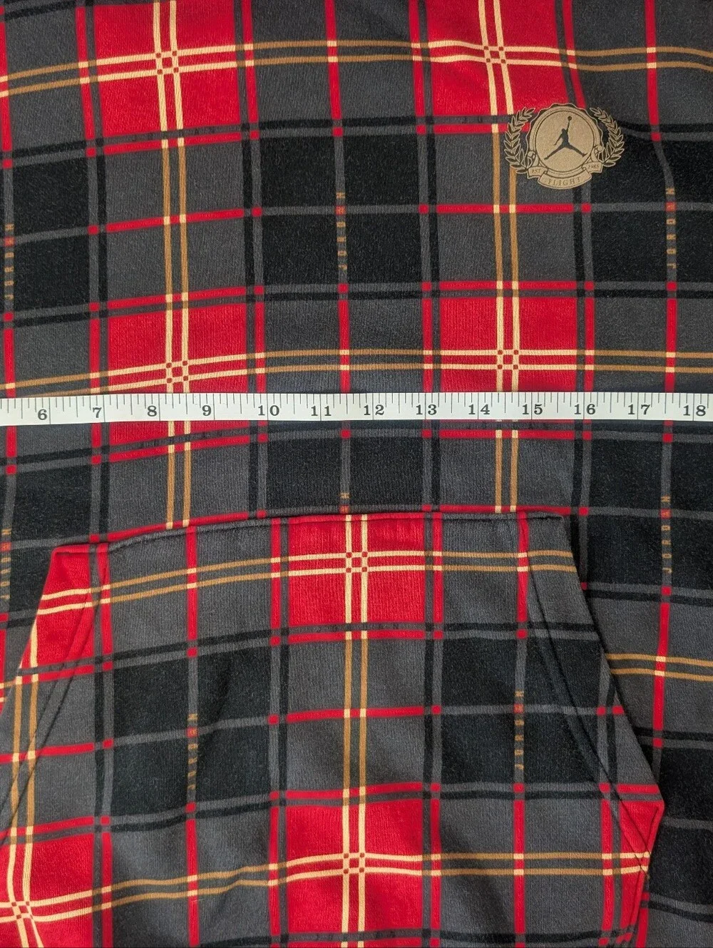 Jordan Men’s Small Red & Black Plaid Hooded Sweatshirt